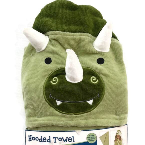 Green Dino Hooded Towel Wrap 23 x 40 Green Cotton by Your Zone - Picture 2 of 6